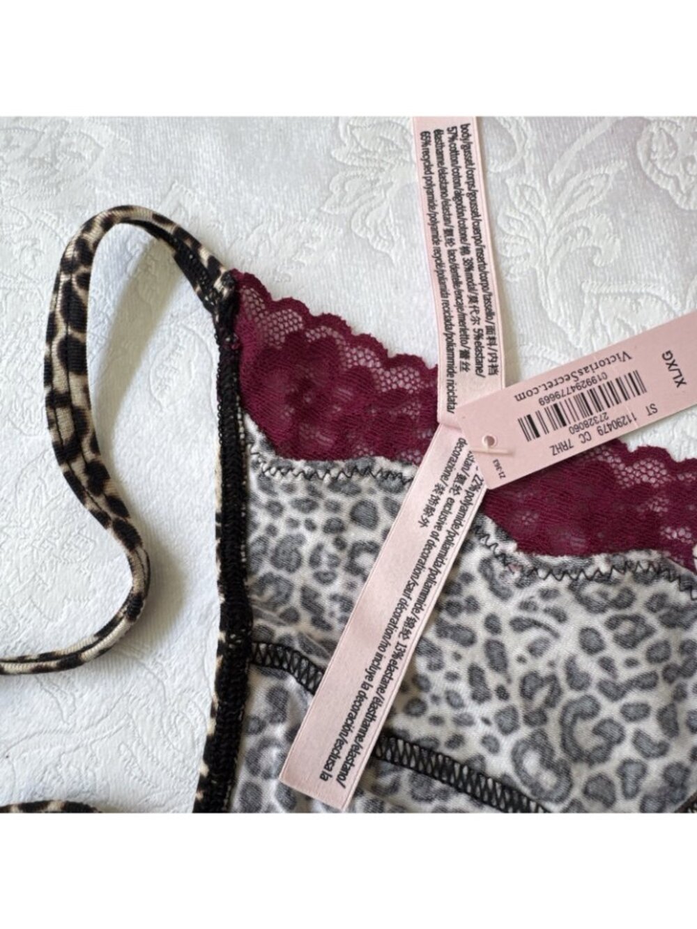 VICTORIA'S SECRET XL ANIMAL PRINT PURPLE TRIM ITSY V STRING THONG PANTIES NWT - Picture 8 of 9